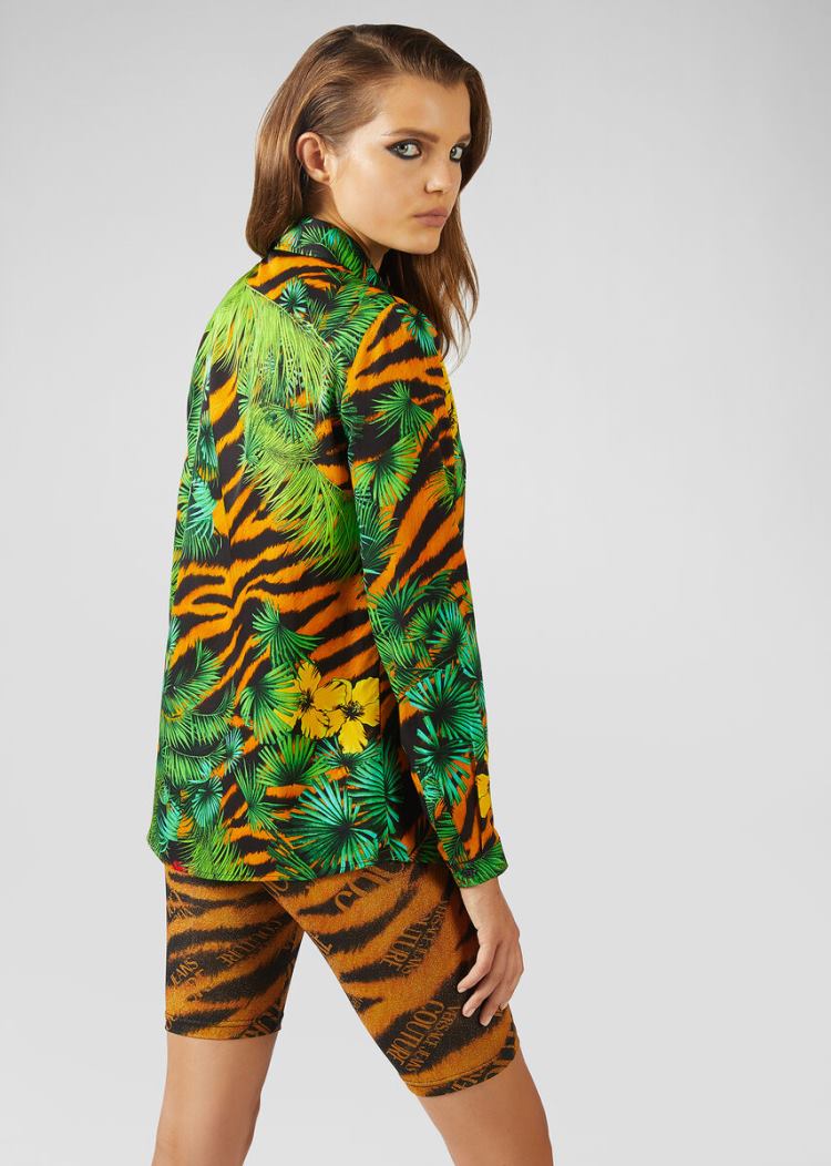 Versace Jeans Couture Tropical Tiger Print Shirt πουκαμισα Jeans Couture Πολύχρωμο | ZO1JZ5L
