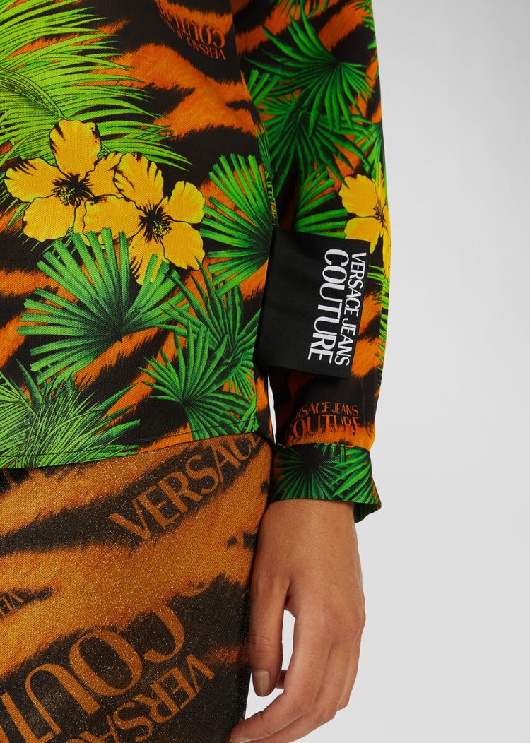 Versace Jeans Couture Tropical Tiger Print Shirt πουκαμισα Jeans Couture Πολύχρωμο | ZO1JZ5L