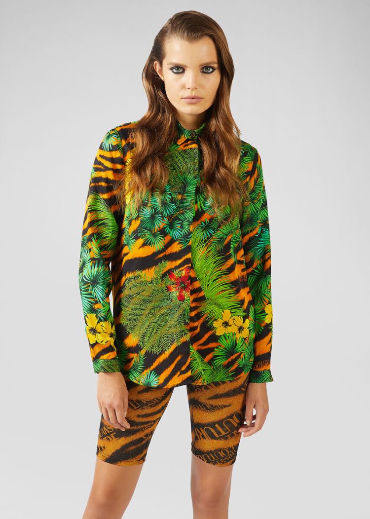 Versace Jeans Couture Tropical Tiger Print Shirt πουκαμισα Jeans Couture Πολύχρωμο | ZO1JZ5L
