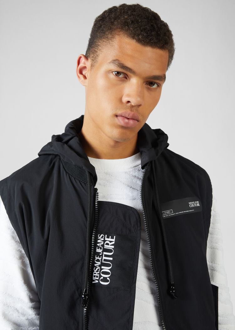 Versace Jeans Couture Κουκουλοφόρος Logo Vest γιλεκο Jeans Couture μαυρα | N7YNIBJ