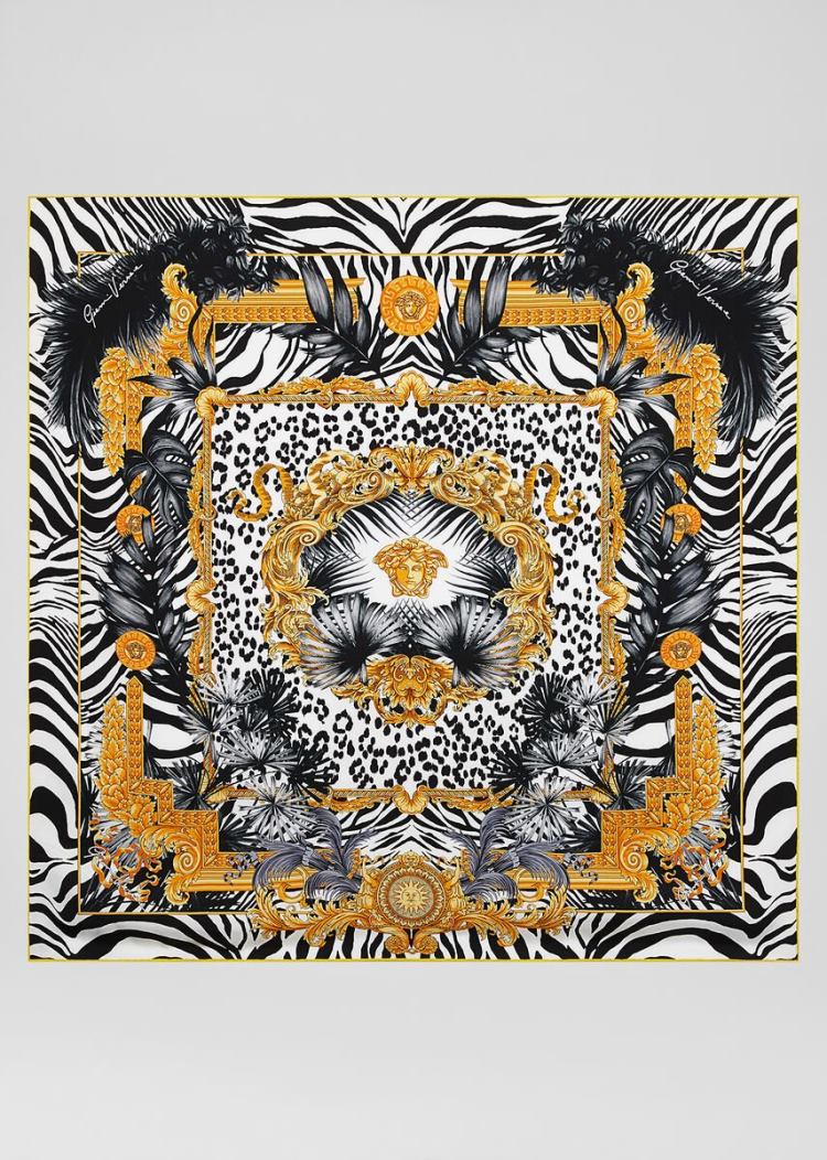 Versace Jungle Animalier Silk Foulard γυναικεια Πολύχρωμο | VDEG49N