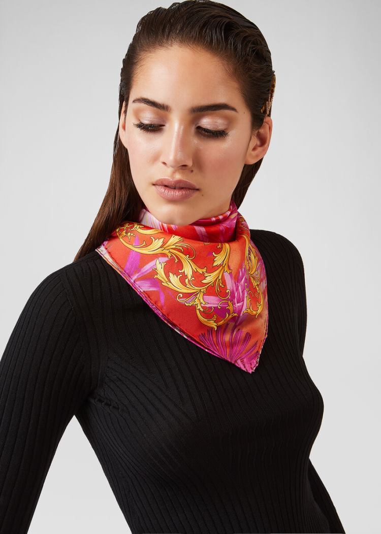 Versace Jungle Barocco Print Silk Foulard γυναικεια Πολύχρωμο | BNGODR3