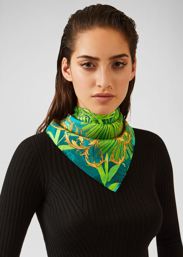 Versace Jungle Barocco Print Silk Foulard γυναικεια Πολύχρωμο | RDTDQKX
