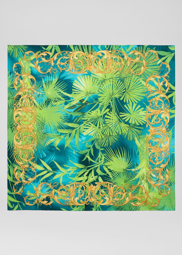 Versace Jungle Barocco Print Silk Foulard γυναικεια Πολύχρωμο | RDTDQKX