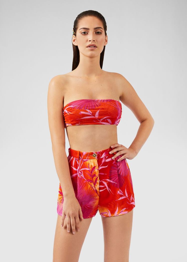 Versace Jungle Print Crêpe Bandeau Top Αριστος γυναικεια Πολύχρωμο | C2RYLCK