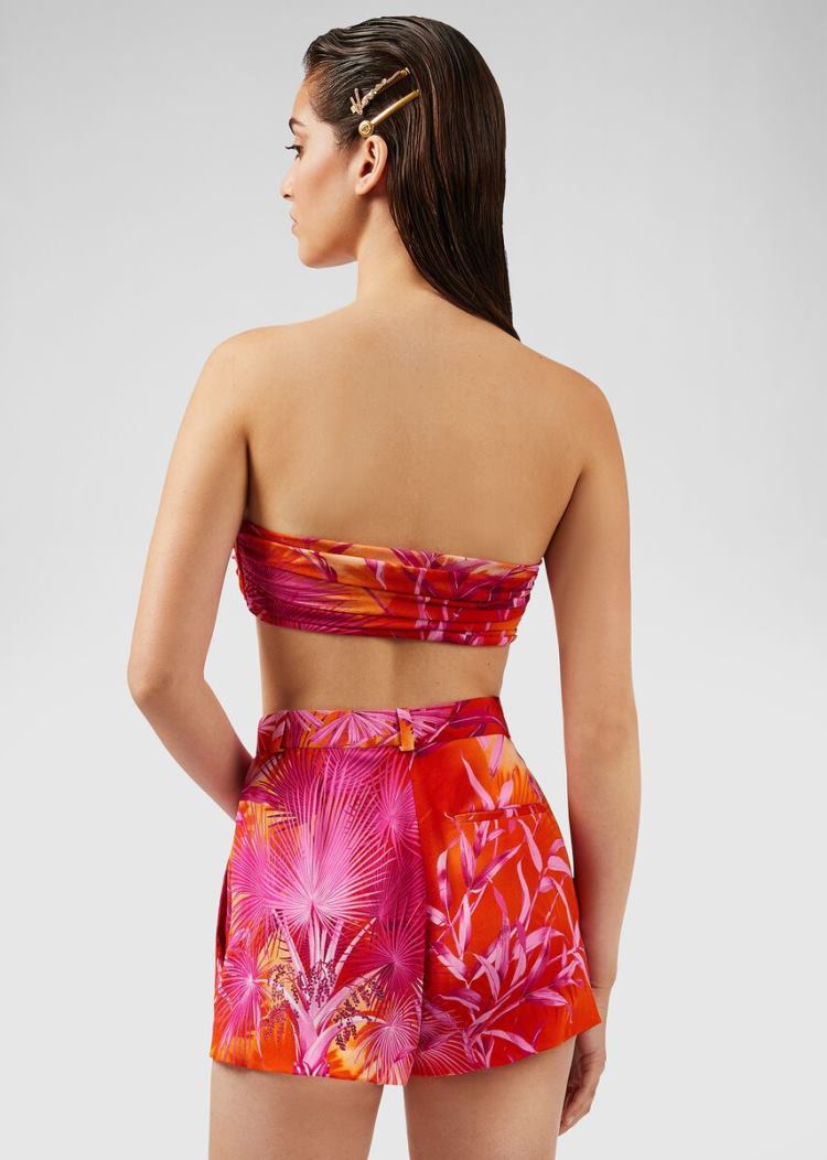 Versace Jungle Print Crêpe Bandeau Top Αριστος γυναικεια Πολύχρωμο | C2RYLCK
