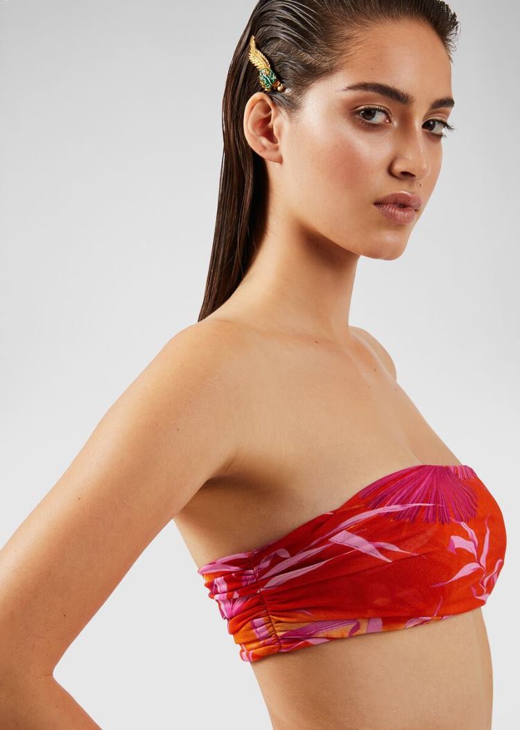 Versace Jungle Print Crêpe Bandeau Top Αριστος γυναικεια Πολύχρωμο | C2RYLCK