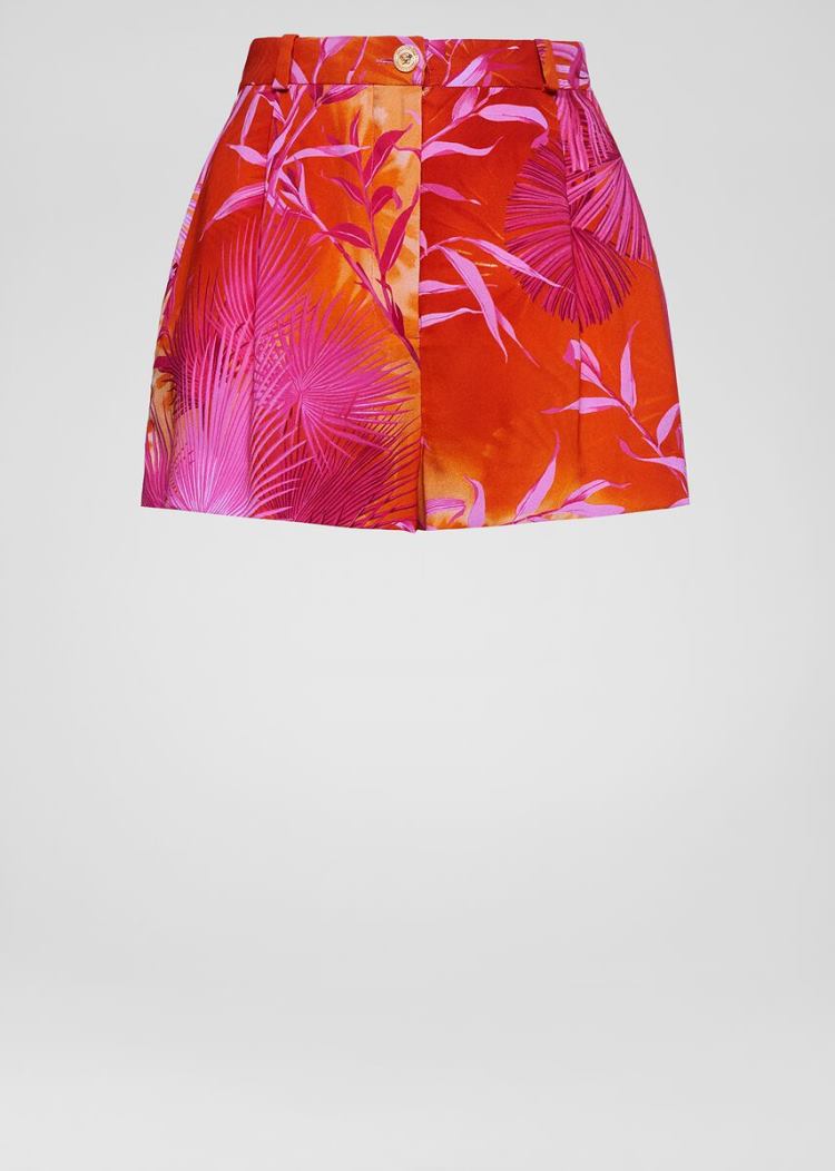 Versace Jungle Print Crêpe Shorts σορτσ γυναικεια Πολύχρωμο | FZB3VHZ