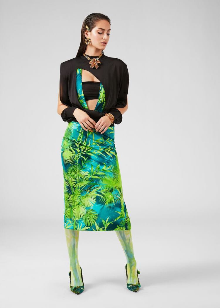 Versace Jungle Print Crêpe φορεμα φορεμα γυναικεια Πολύχρωμο | EKG74WB