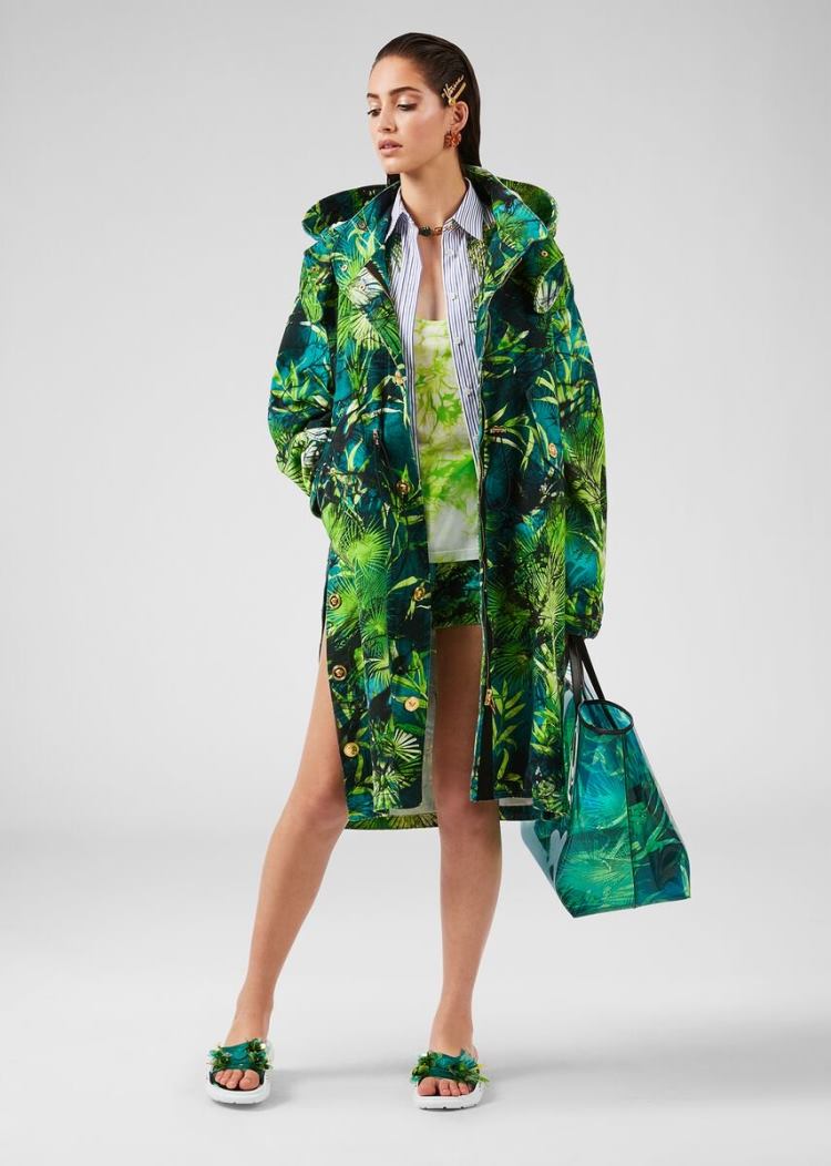 Versace Jungle Print Denim Shorts σορτσ γυναικεια Πολύχρωμο | 2CDQ0AX