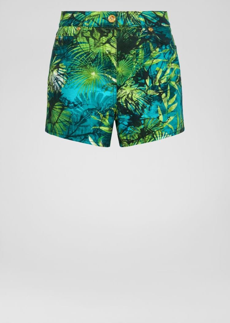 Versace Jungle Print Denim Shorts σορτσ γυναικεια Πολύχρωμο | 2CDQ0AX