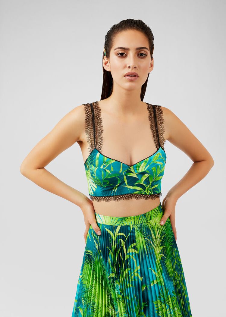 Versace Jungle Print Silk Bralette Top Αριστος γυναικεια Πολύχρωμο | IC6OCTO