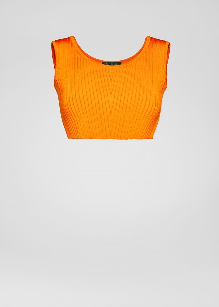 Versace Knit Crop Top Πουλόβερ γυναικεια πορτοκαλι | SPDJOZJ