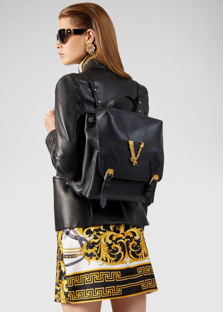 Versace Large Virtus Backpack σακιδια πλατησ γυναικεια μαυρα | 6Z5QM6X