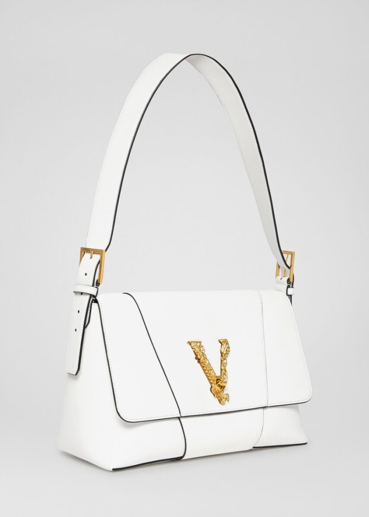 Versace Large Virtus Shoulder Bag τσάντεσ ώμου γυναικεια ασπρα | HG4VB33