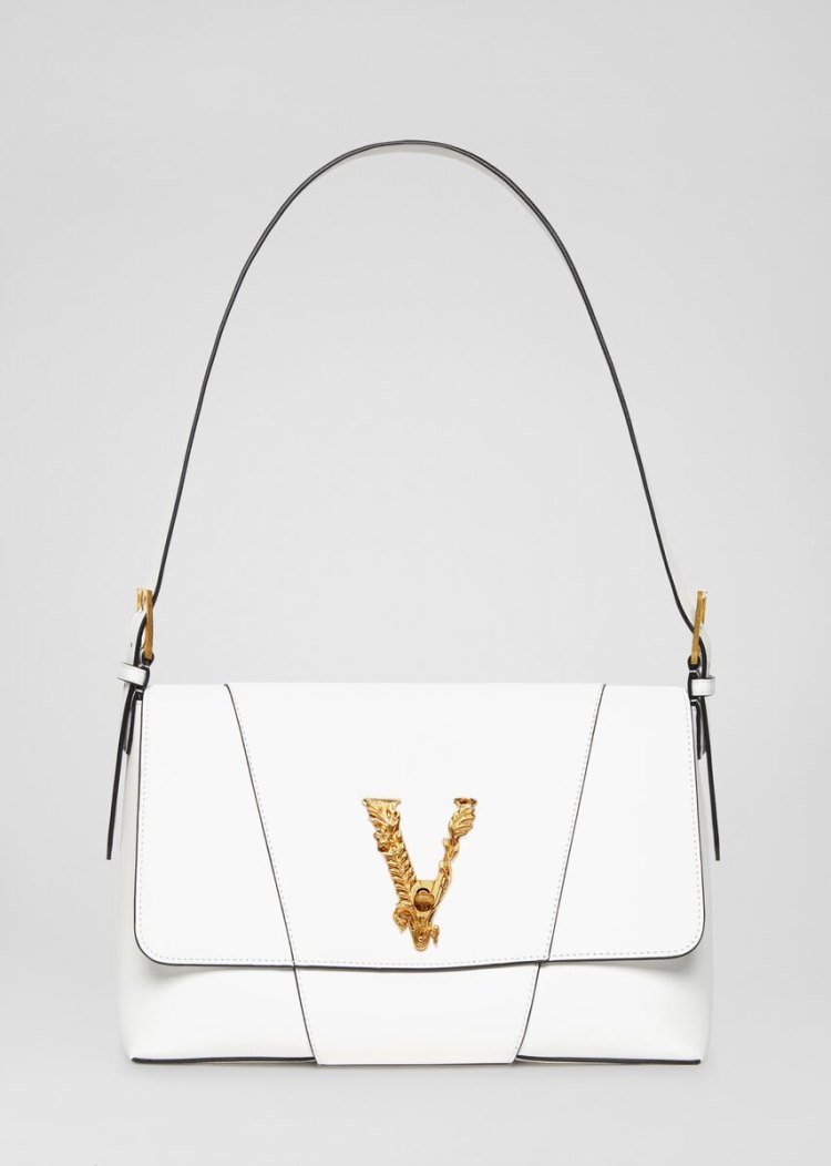 Versace Large Virtus Shoulder Bag τσάντεσ ώμου γυναικεια ασπρα | HG4VB33
