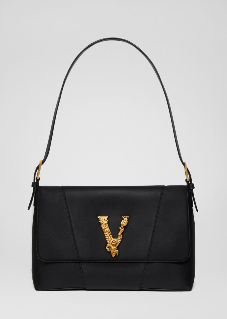 Versace Large Virtus Shoulder Bag τσάντεσ ώμου γυναικεια μαυρα | YDLEVK2