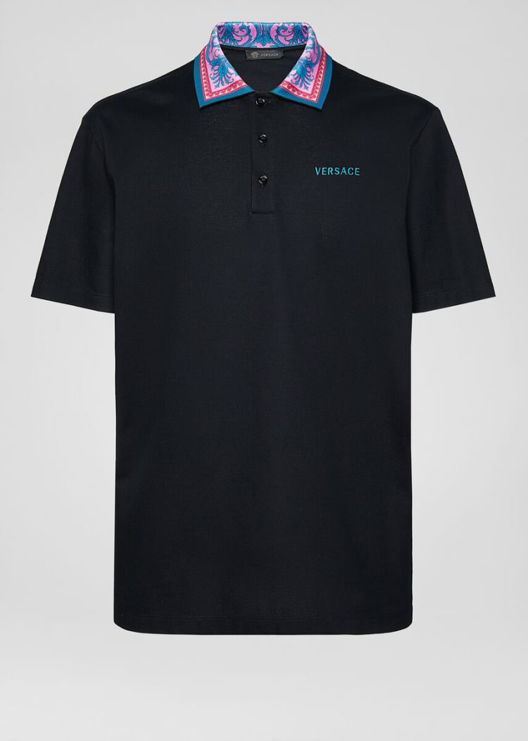 Versace Le Pop Classique Accent Polo Shirt μπλουζακια πολο ανδρικα μαυρα | NKL0VRU