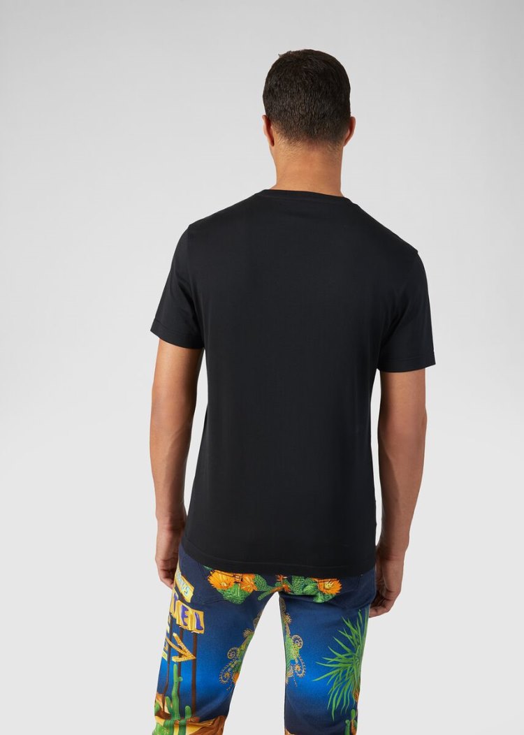 Versace Le Pop Classique Motif T Shirt μπλουζακια ανδρικα μαυρα | IZ067CB