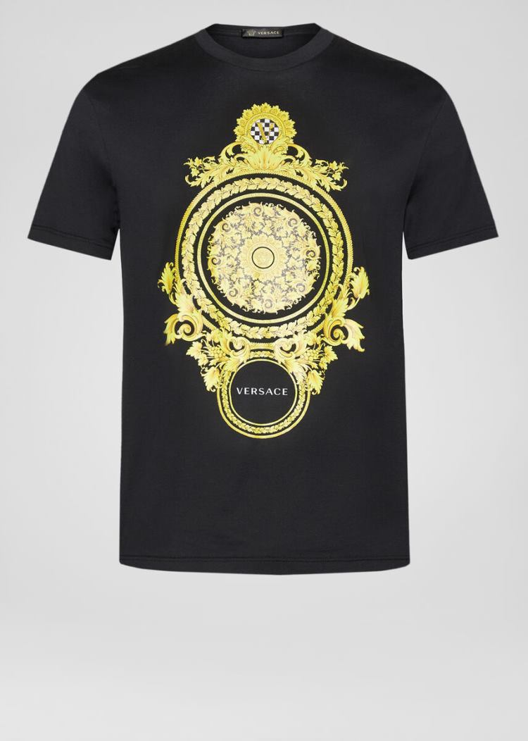 Versace Le Pop Classique Motif T Shirt μπλουζακια ανδρικα μαυρα | IZ067CB