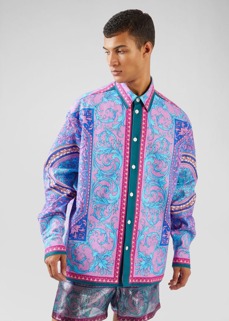 Versace Le Pop Classique Print Denim Shirt πουκαμισα ανδρικα Πολύχρωμο | UEJB9CU