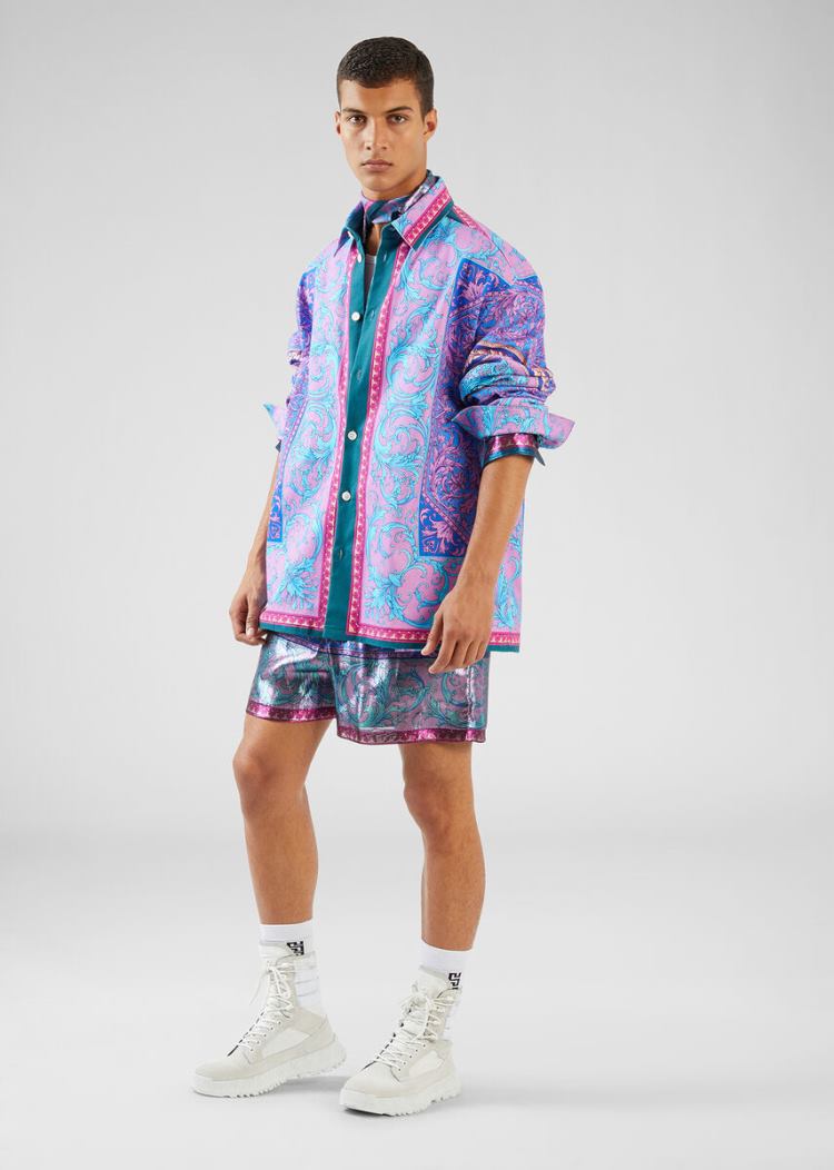 Versace Le Pop Classique Print Denim Shirt πουκαμισα ανδρικα Πολύχρωμο | UEJB9CU