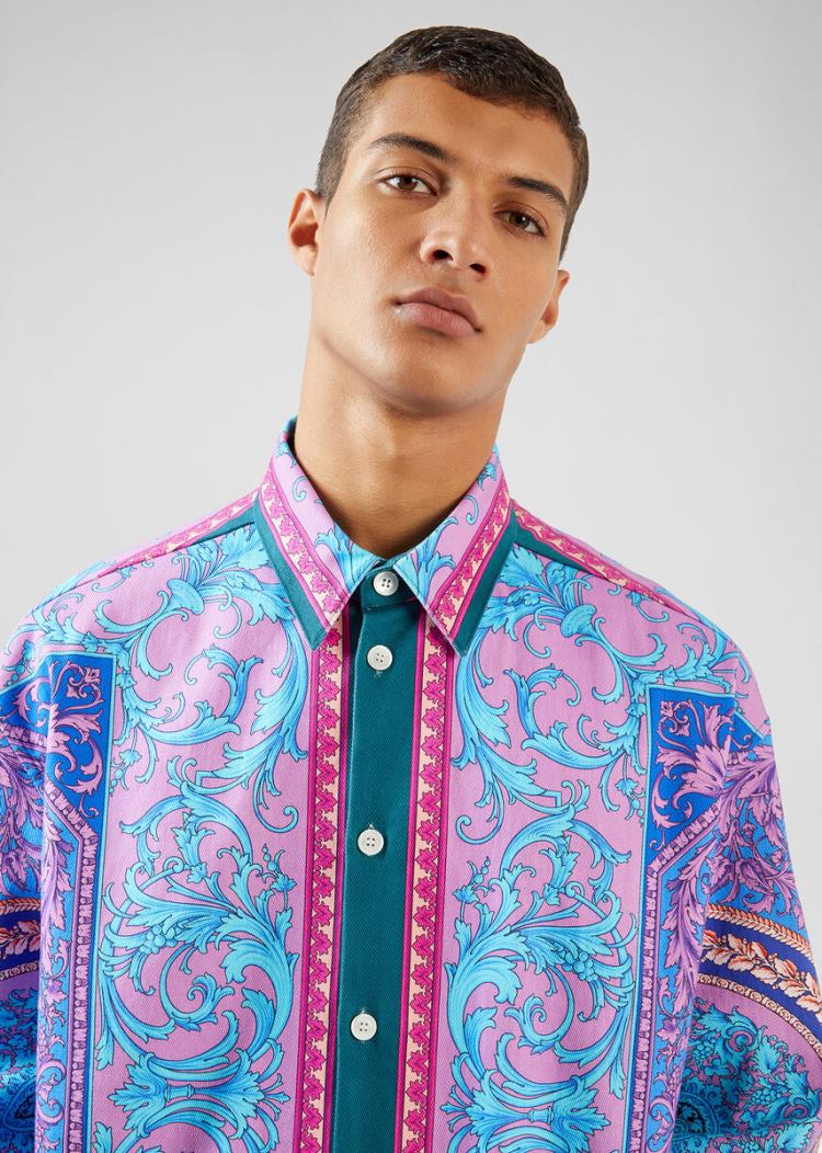 Versace Le Pop Classique Print Denim Shirt πουκαμισα ανδρικα Πολύχρωμο | UEJB9CU