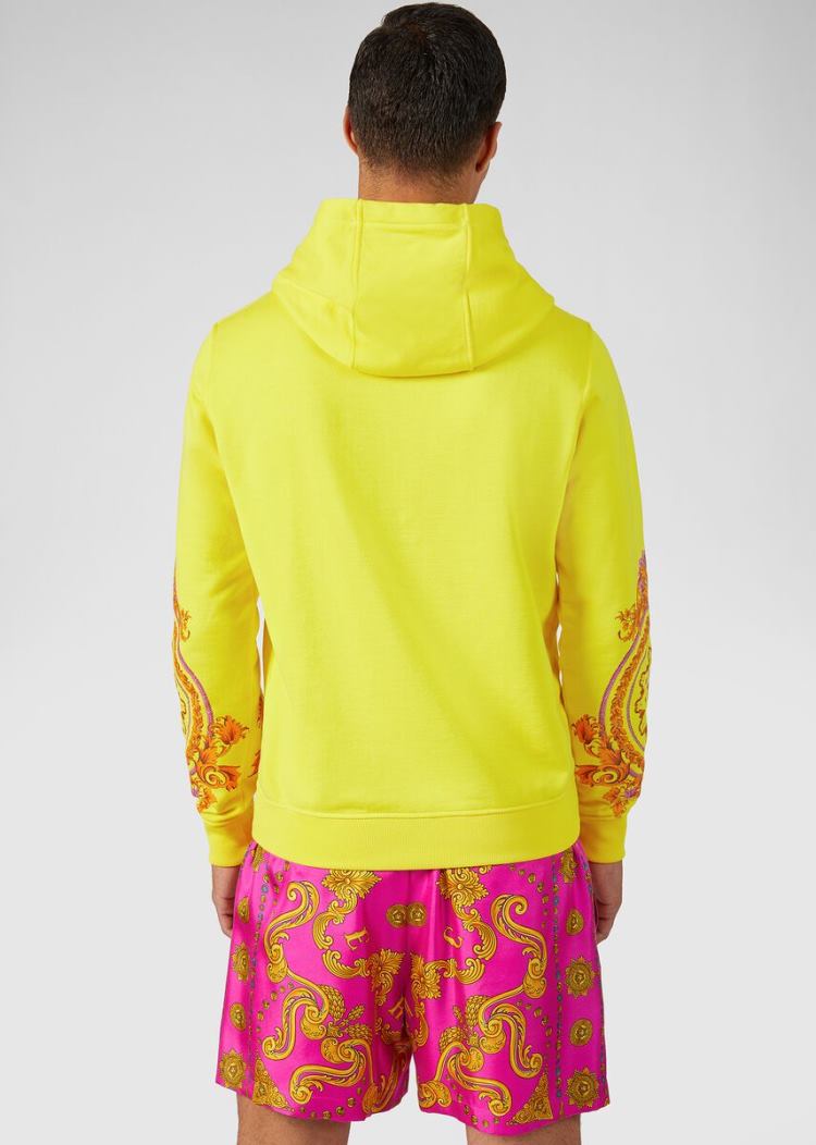 Versace Le Pop Classique Print Hoodie Φούτερ ανδρικα κίτρινα | QYVXBFO