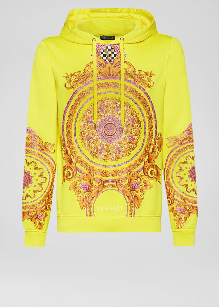 Versace Le Pop Classique Print Hoodie Φούτερ ανδρικα κίτρινα | QYVXBFO