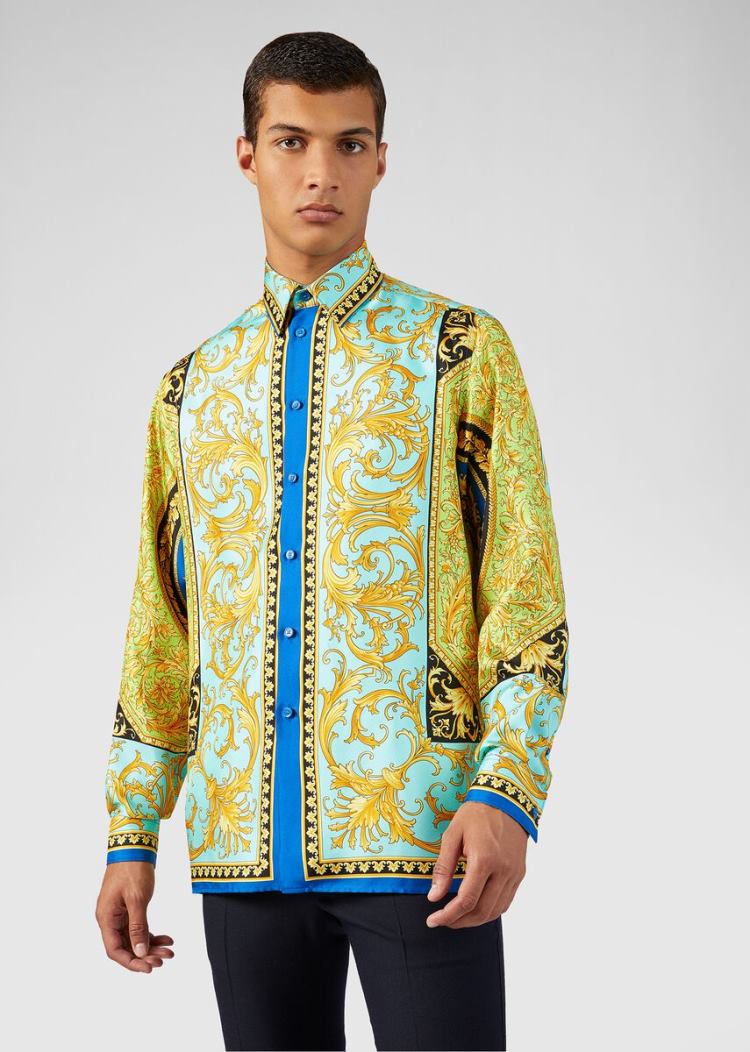 Versace Le Pop Classique Print Silk Twill Shirt πουκαμισα ανδρικα Πολύχρωμο | GFGCTE3