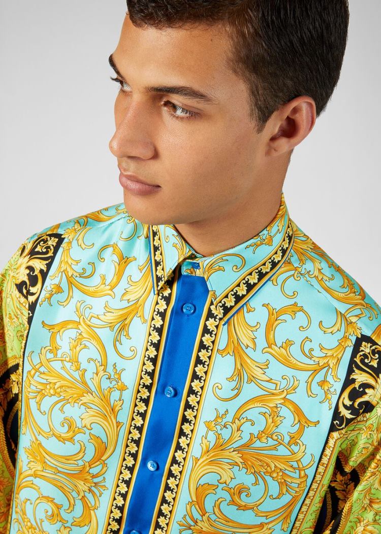 Versace Le Pop Classique Print Silk Twill Shirt πουκαμισα ανδρικα Πολύχρωμο | GFGCTE3