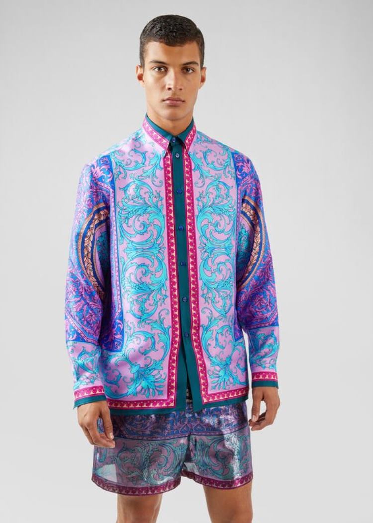 Versace Le Pop Classique Print Silk Twill Shirt πουκαμισα ανδρικα Πολύχρωμο | LHR2JYG