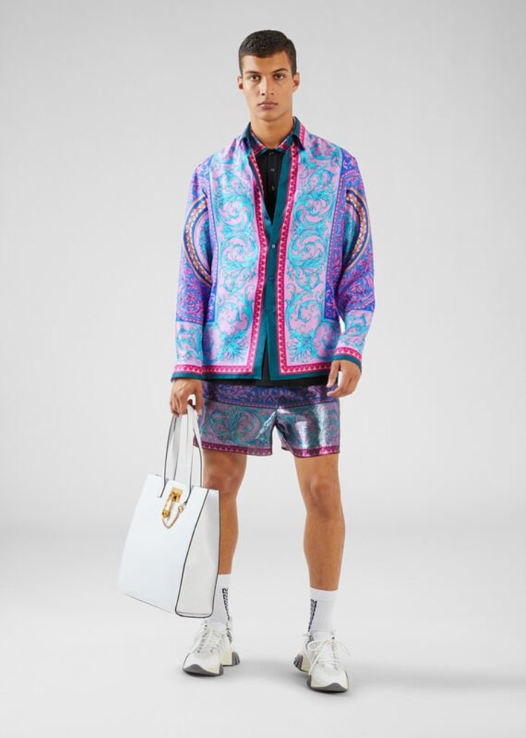 Versace Le Pop Classique Print Silk Twill Shirt πουκαμισα ανδρικα Πολύχρωμο | LHR2JYG