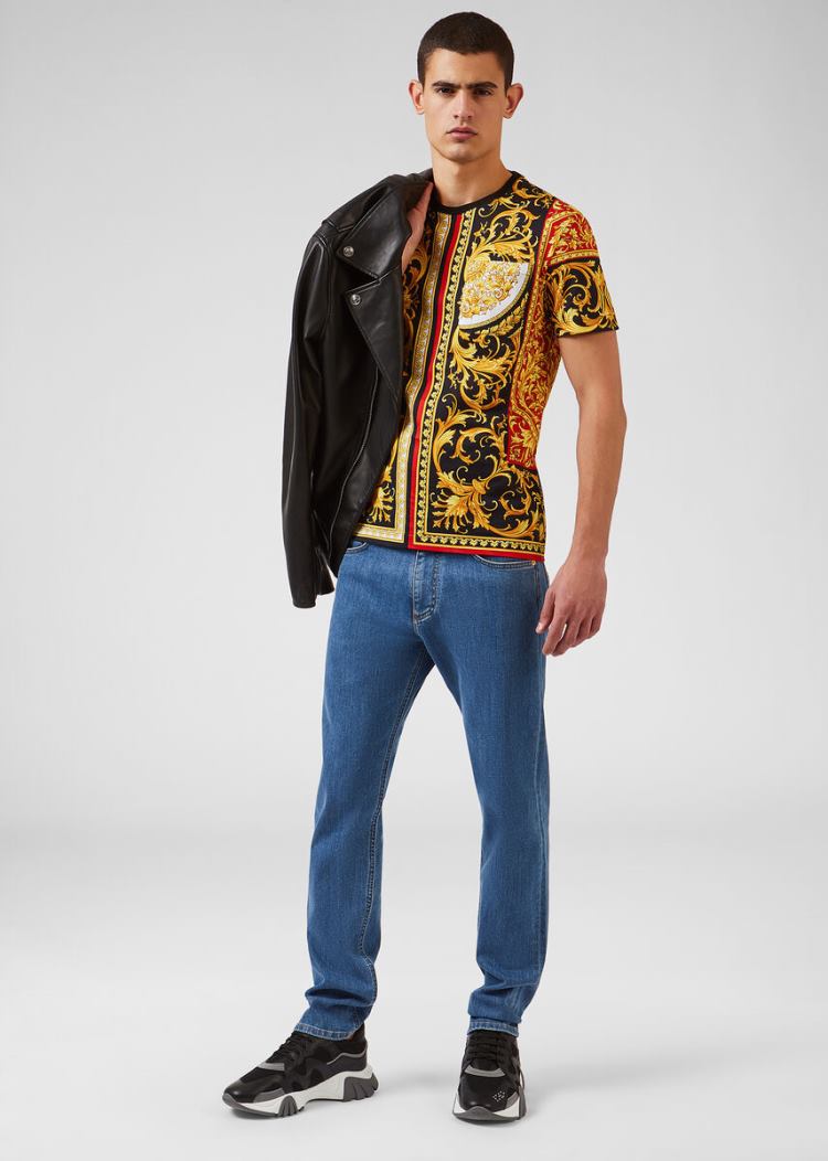 Versace Le Pop Classique Print T Shirt μπλουζακια ανδρικα Πολύχρωμο | TBWMMT4