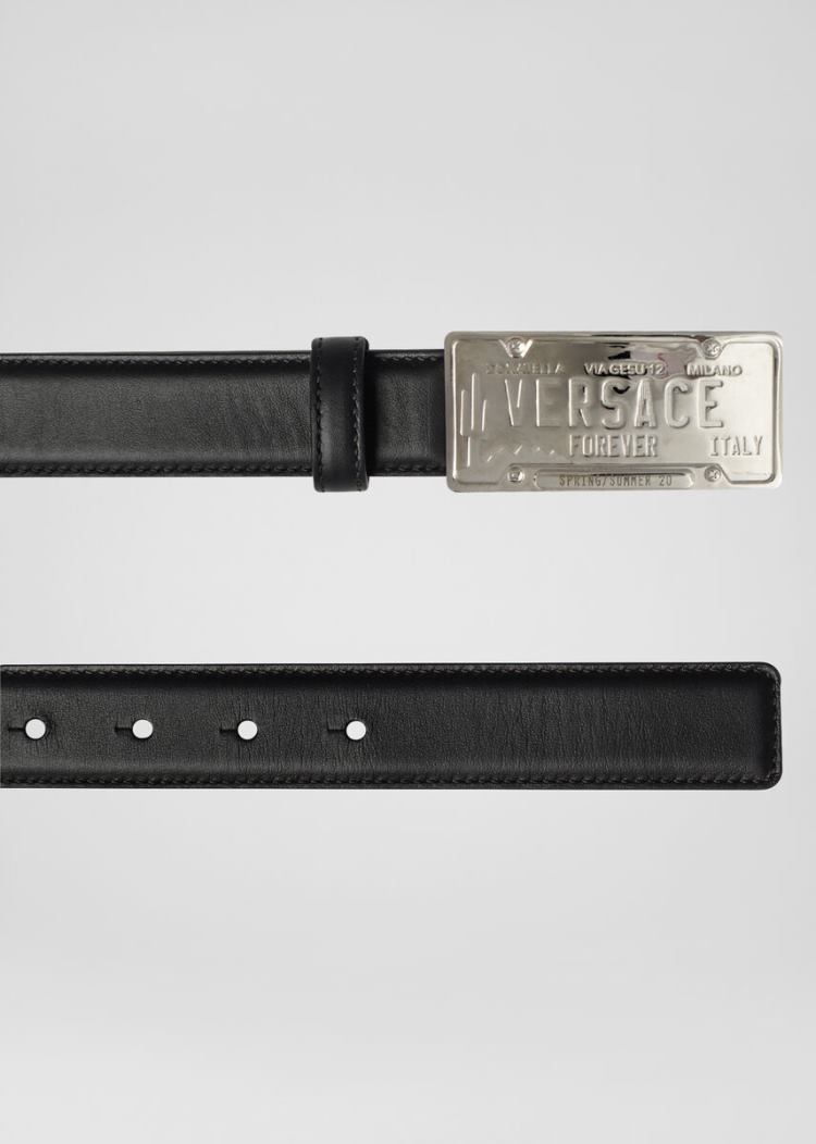 Versace License Plate Logo πόρπης Belt ζωνη ανδρικα μαυρα | SNPTLST