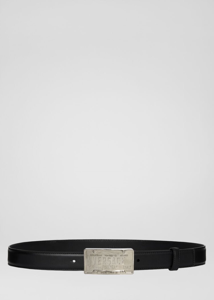 Versace License Plate Logo πόρπης Belt ζωνη ανδρικα μαυρα | SNPTLST