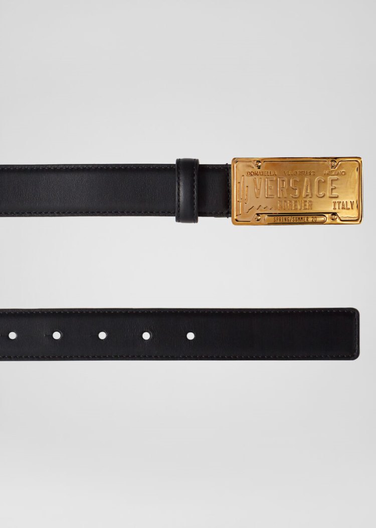 Versace License Plate Logo πόρπης Belt ζωνη ανδρικα μαυρα | UQOLDLF