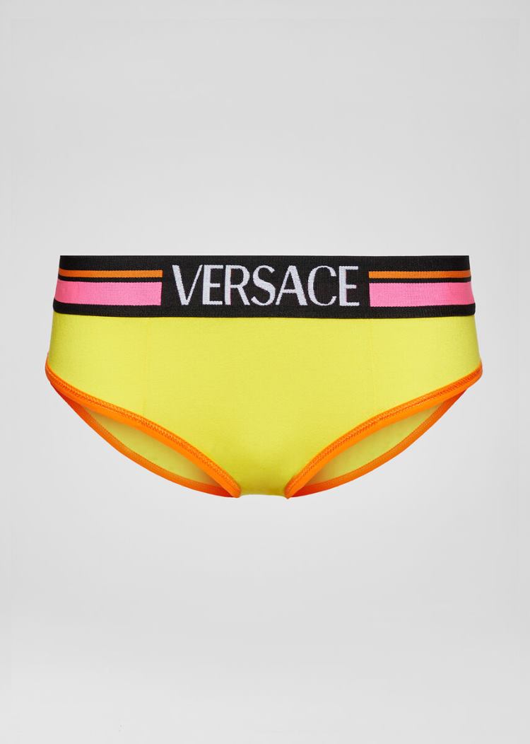 Versace Logo Briefs εσωρουχα γυναικεια κίτρινα | XT579C1