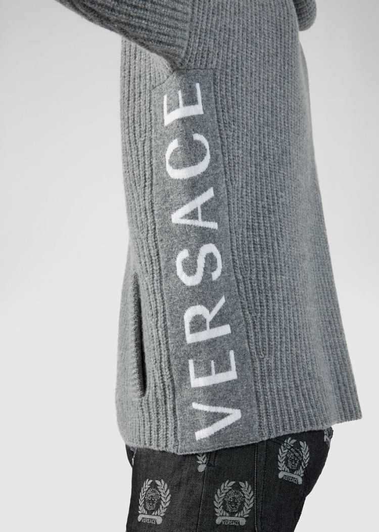 Versace Logo Hoodie φουτερ με κουκουλα ανδρικα γκρι | CKYGKLB