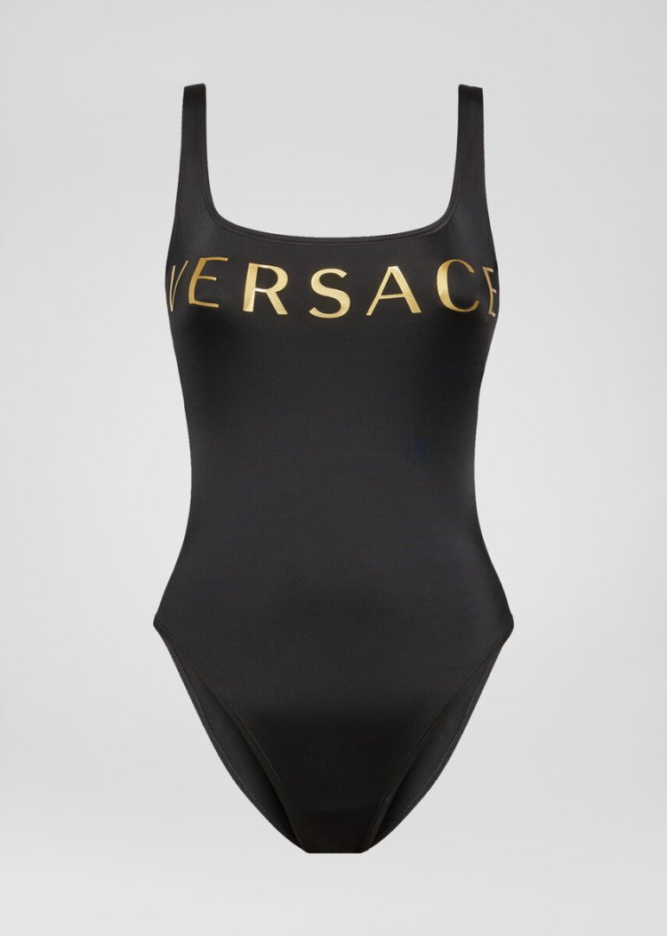 Versace Logo One-Piece Swimsuit μαγιό γυναικεια μαυρα | WSQQ81H