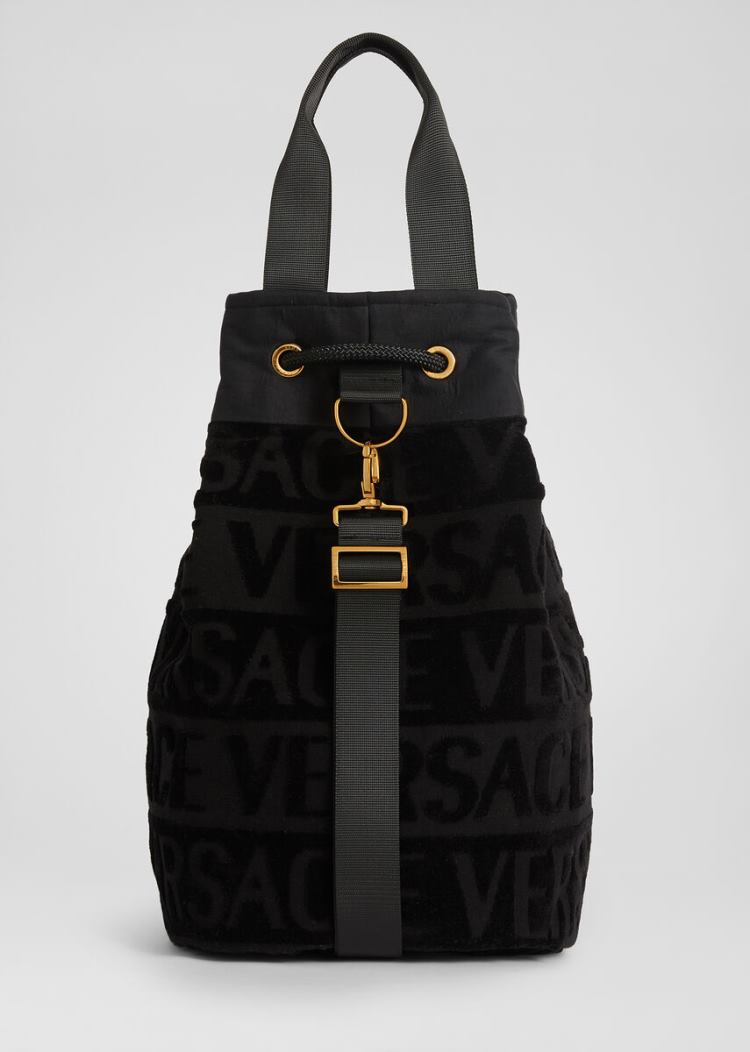 Versace Logo Pattern Beach Bag μαγιό γυναικεια μαυρα | VB7S0UK