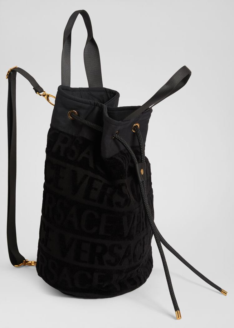 Versace Logo Pattern Beach Bag μαγιό γυναικεια μαυρα | VB7S0UK