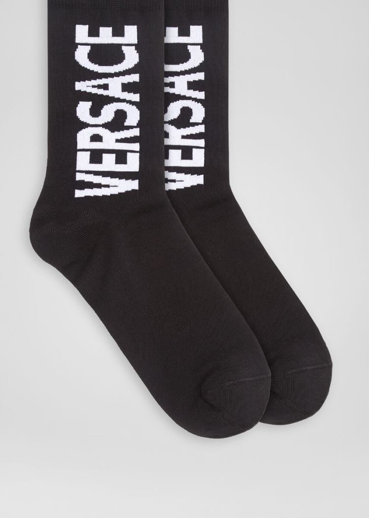 Versace Logo Socks καλτσεσ ανδρικα μαυρα | JPGYKYD