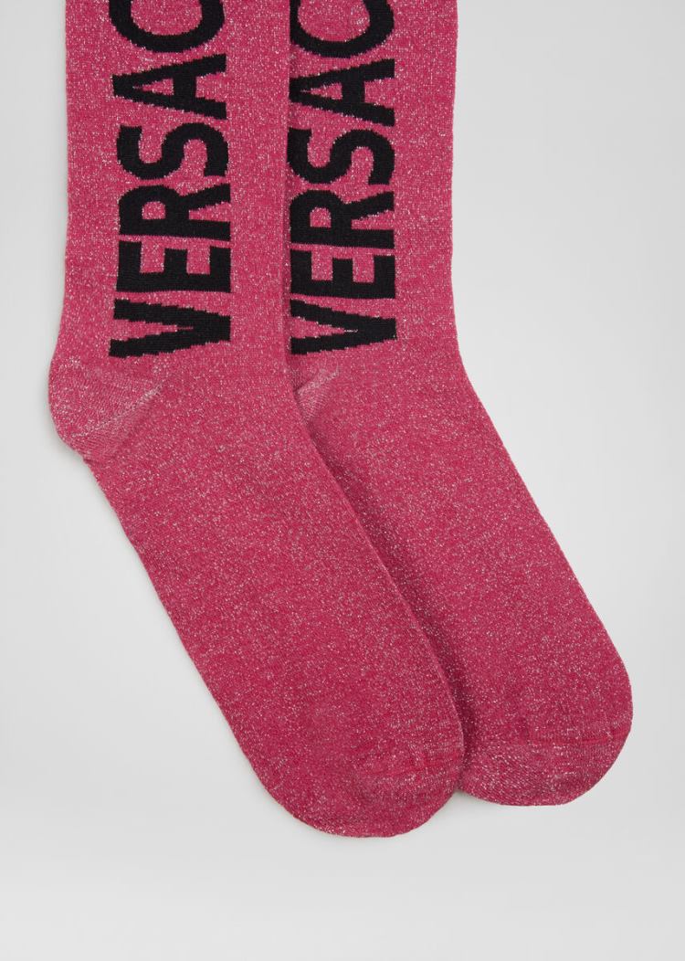 Versace Logo Socks καλτσεσ ανδρικα φουξια ροζ μαυρα | LM4I1D8