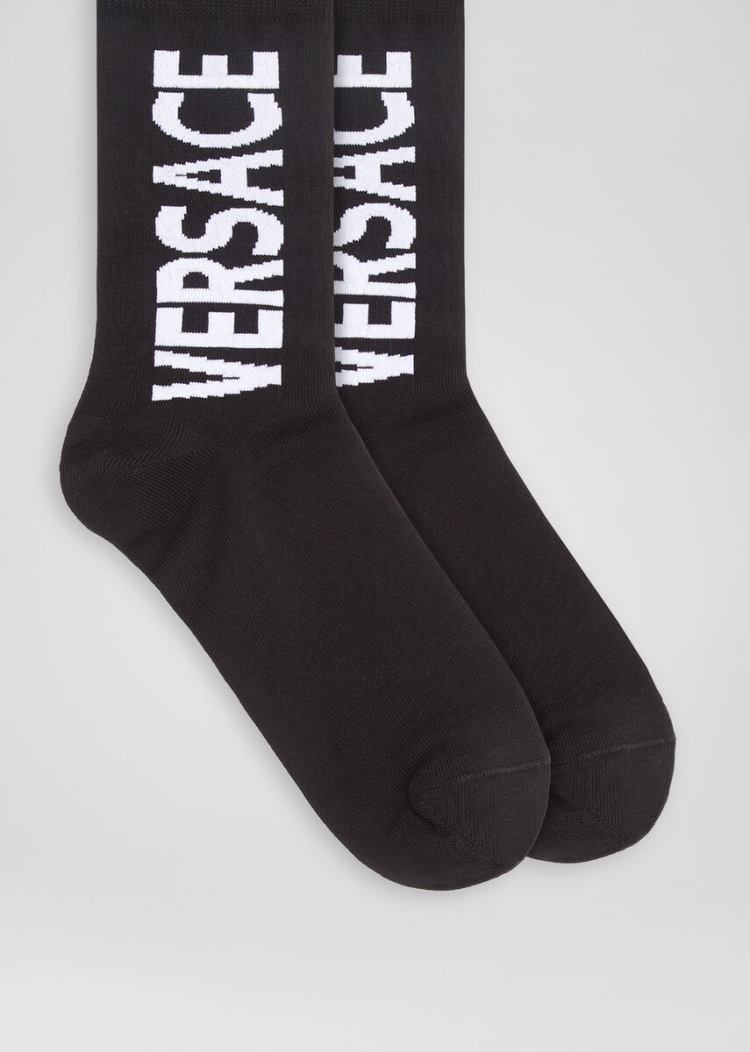 Versace Logo Socks καλτσεσ γυναικεια μαυρα | D6I2L6U
