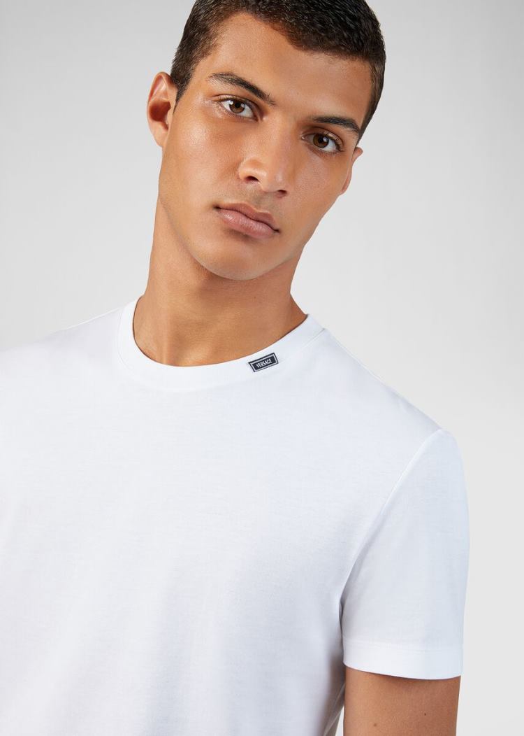 Versace Logo Tab T Shirt μπλουζακια ανδρικα ασπρα | 61S24XZ
