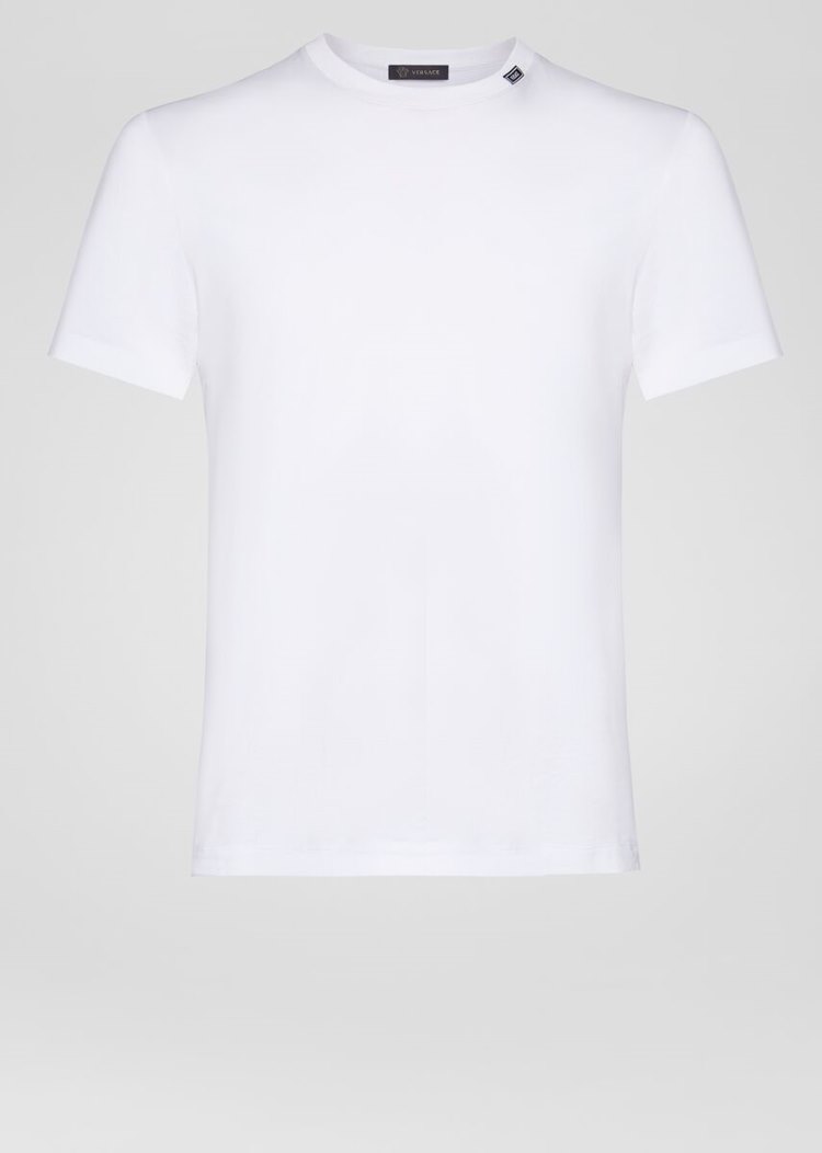 Versace Logo Tab T Shirt μπλουζακια ανδρικα ασπρα | 61S24XZ