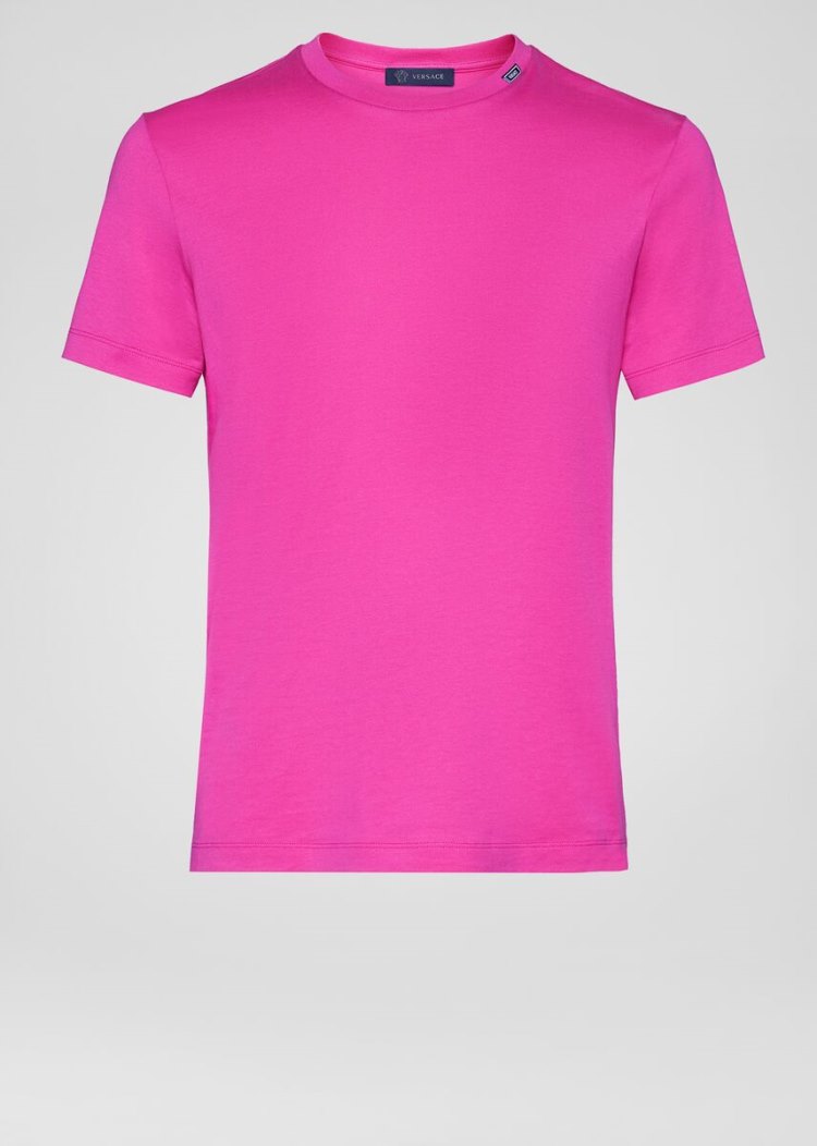 Versace Logo Tab T Shirt μπλουζακια ανδρικα ροζ | I9HPI64