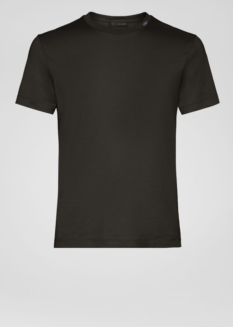 Versace Logo Tab T Shirt μπλουζακια ανδρικα μαυρα | VK7EMK4
