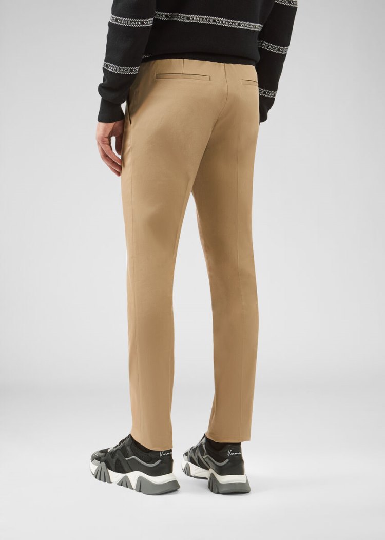 Versace Logo Tab Trousers παντελόνι ανδρικα Χακί | P753RO4